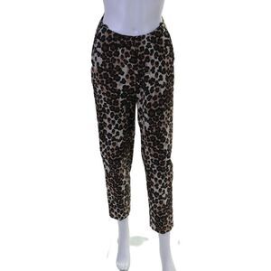 Push Button Womens Cotton Blend Animal Print High Back Skinny Pants Brown Size S